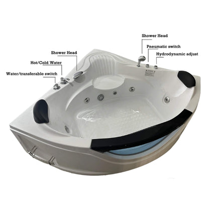 Nuvia Celestia 59-Inch 2-Person Luxury Corner Whirlpool Jetted Bathtub (SAK97310)