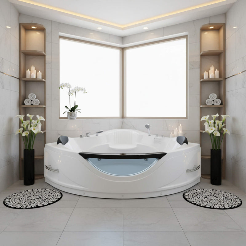 Nuvia Celestia 59-Inch 2-Person Luxury Corner Whirlpool Jetted Bathtub (SAK97310)