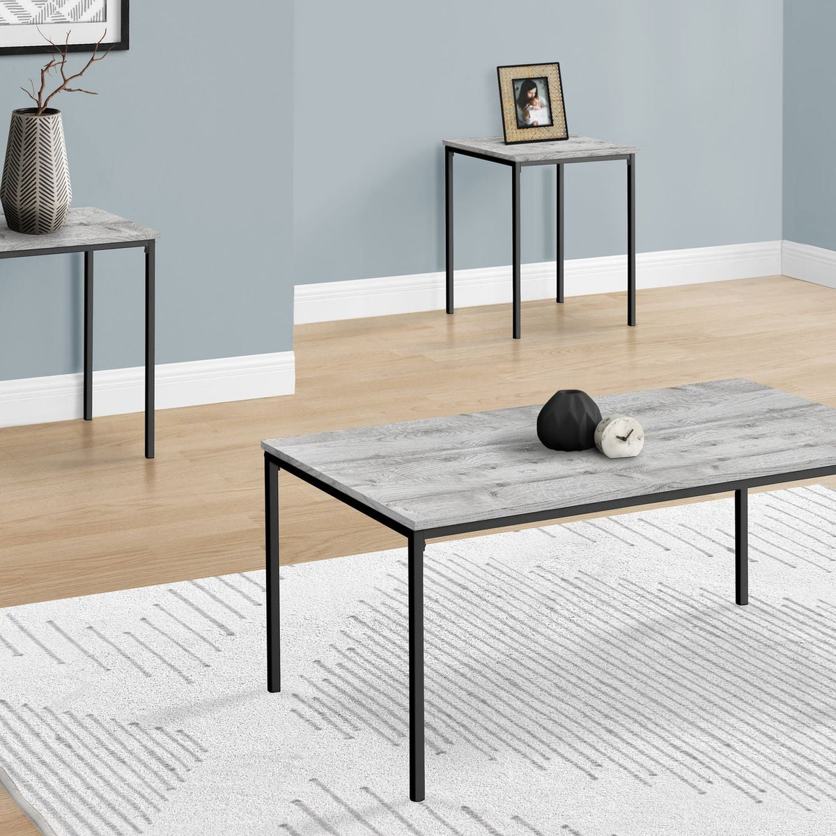 Table Set, Coffee, End, Contemporary, Modern (Set of 3)