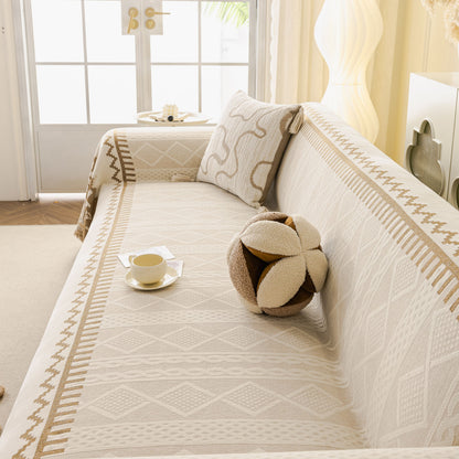 Thick Jacquard Couch Cover for Sectional Sofas, Cozy Washable Sofa Cover Throw Blanket