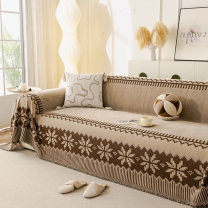 Thick Jacquard Couch Cover for Sectional Sofas, Cozy Washable Sofa Cover Throw Blanket