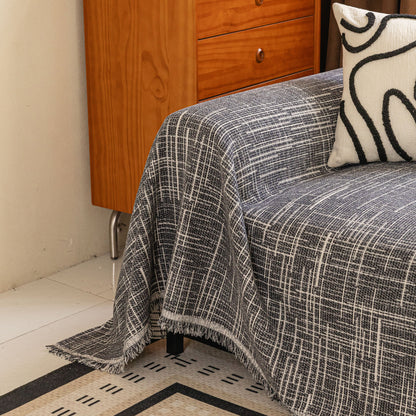 Boho Woven Sofa Throw Cover, Modern Soft Couch Protector for Pets & Living Room Decor