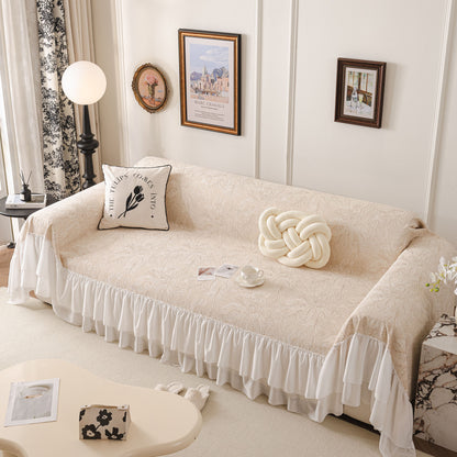 French Chic Style Ruffle Floral Cover Throws for Sofas, Decorative Couch Covers
