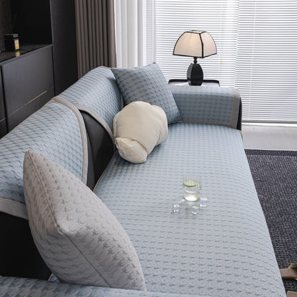 Houndstooth Ice Silk Breathable Sofa Cover, Modern Non-Slip Summer Couch Protector