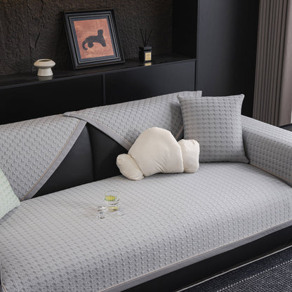 Houndstooth Ice Silk Breathable Sofa Cover, Modern Non-Slip Summer Couch Protector