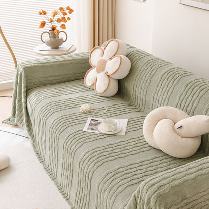 Modern 3D Water Ripple Sofa Cover, Non-Shedding Cream Style Furniture Protector Throw