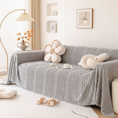 Modern 3D Water Ripple Sofa Cover, Non-Shedding Cream Style Furniture Protector Throw