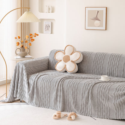 Modern 3D Water Ripple Sofa Cover, Non-Shedding Cream Style Furniture Protector Throw