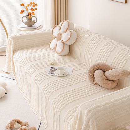 Modern 3D Water Ripple Sofa Cover, Non-Shedding Cream Style Furniture Protector Throw