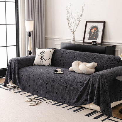 Thick Plush Sofa Cover Throw for Couch, 3D Textured Herringbone Washable Slipcover