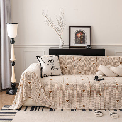 Thick Plush Sofa Cover Throw for Couch, 3D Textured Herringbone Washable Slipcover