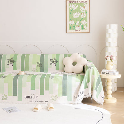Chenille Sofa Cover Throw, Smile Couch Cover Blanket Throws for Couches, Soft Sofa Towel