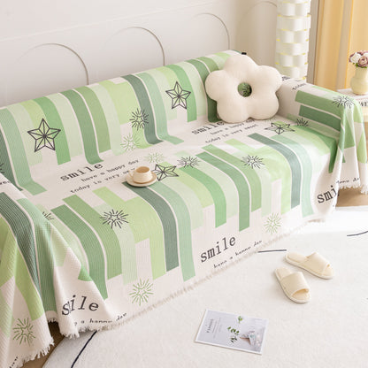 Chenille Sofa Cover Throw, Smile Couch Cover Blanket Throws for Couches, Soft Sofa Towel