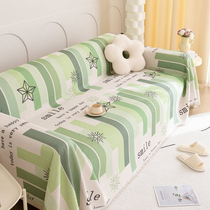 Chenille Sofa Cover Throw, Smile Couch Cover Blanket Throws for Couches, Soft Sofa Towel