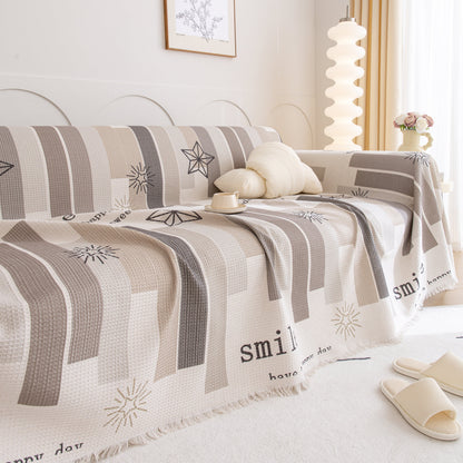 Chenille Sofa Cover Throw, Smile Couch Cover Blanket Throws for Couches, Soft Sofa Towel