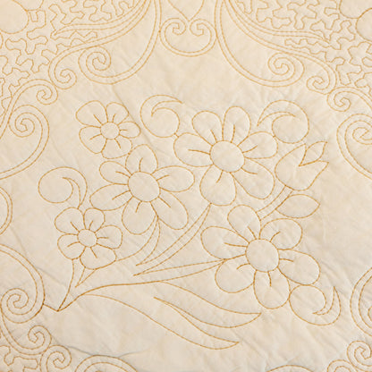 Baroque Floral Quilted Cotton Sofa Cover, Non-Slip Washable Couch Protector
