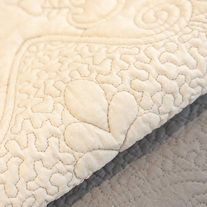 Baroque Floral Quilted Cotton Sofa Cover, Non-Slip Washable Couch Protector