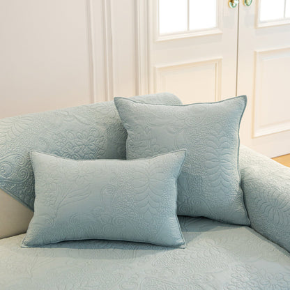Baroque Floral Quilted Cotton Sofa Cover, Non-Slip Washable Couch Protector