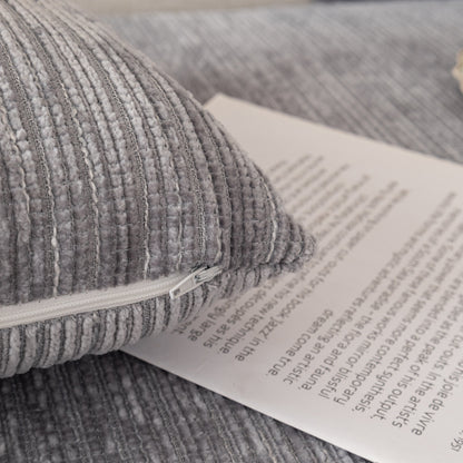 Plush Solid Color Striped L-Shaped Sofa Slipcovers, Washable Non-Slip Textured Furniture Covers