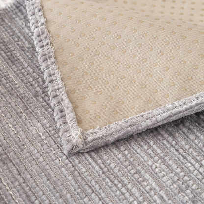 Plush Solid Color Striped L-Shaped Sofa Slipcovers, Washable Non-Slip Textured Furniture Covers