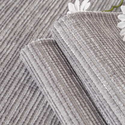 Plush Solid Color Striped L-Shaped Sofa Slipcovers, Washable Non-Slip Textured Furniture Covers