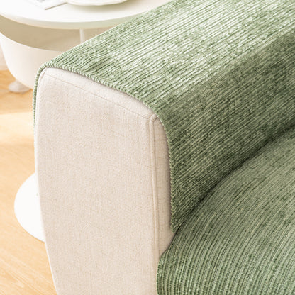 Plush Solid Color Striped L-Shaped Sofa Slipcovers, Washable Non-Slip Textured Furniture Covers