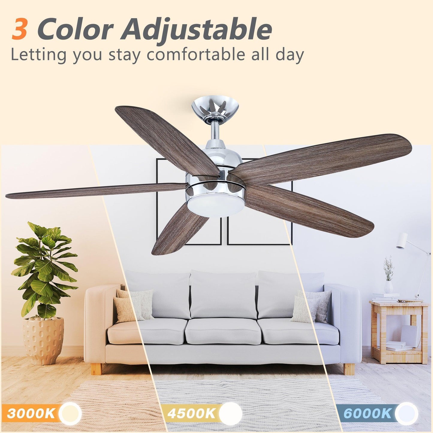 52" Dicken Farmhouse Downrod Mount Reversible Ceiling Fan with Lighting and Remote Control