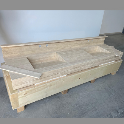 Marble Sink, Custom Travertine Sink, Handmade Beige Travertine Sink, Vein Cut Marble Vanity Top Sink, Marble Bathroom Sink, Vessel Sink (TR-140)