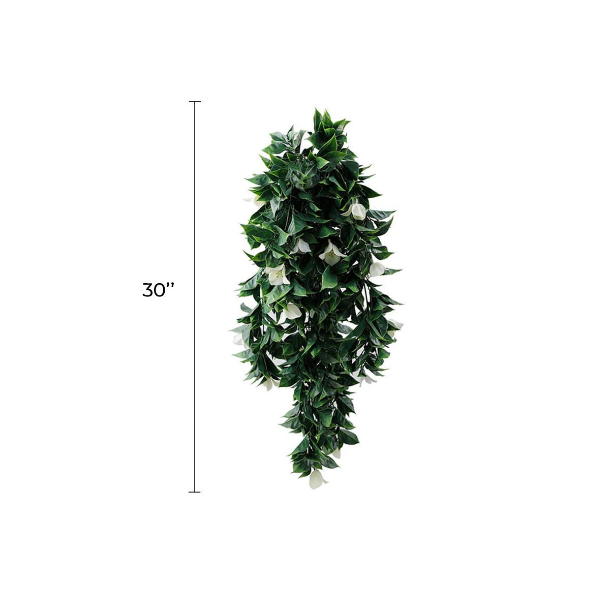 White Bougainvillea Artificial Hanging Plant Set of 5 35in – UV Resistant