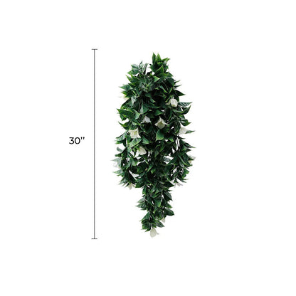 White Bougainvillea Artificial Hanging Plant Set of 5 35in – UV Resistant
