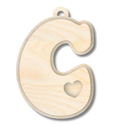 Unfinished Wood Layered Letter Valentines Tags | A-Z | 2 Piece | 6" Tall | 1/8" Wood | Wood Craft DIY