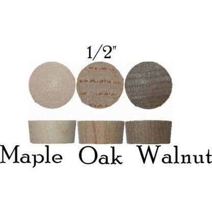Wood Plugs, End Grain Tapered Flat Top (Pack of 12)