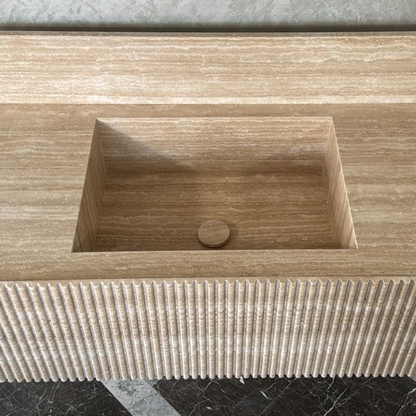Marble Sink, Custom Travertine Sink, Handmade Beige Travertine Sink, Vein Cut Marble Vanity Top Sink, Marble Bathroom Sink, Vessel Sink (TR-124)