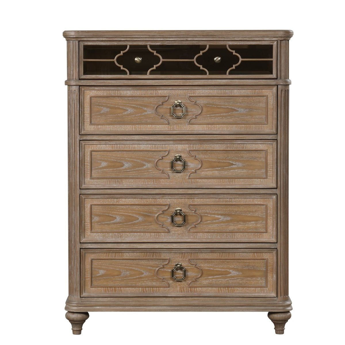 1 Piece Chest, Back Dovetail Drawers, Bedroom Furniture - Oak / Rustic