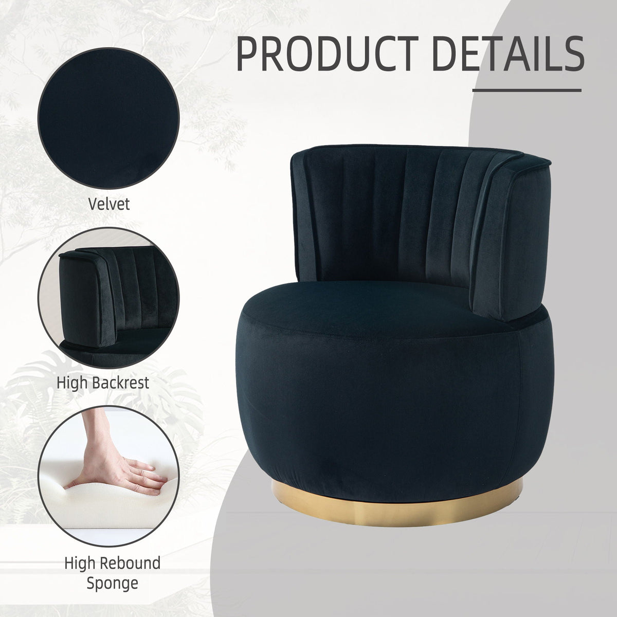 360 Degree Swivel Cuddle Barrel Accent Sofa Chair
