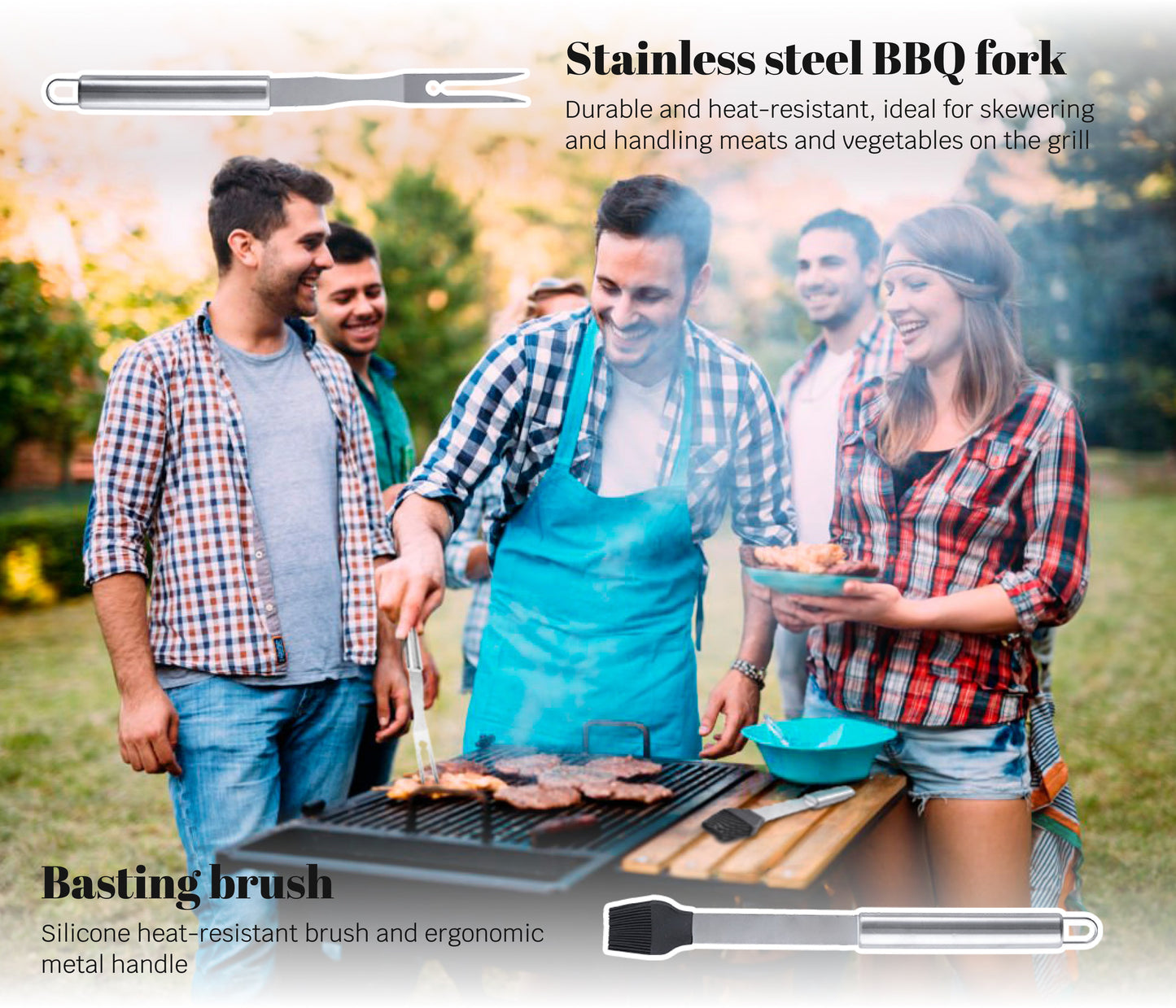 “Denver" Camping Accessories BBQ Tools Set  in a Fabric Case, 17 items