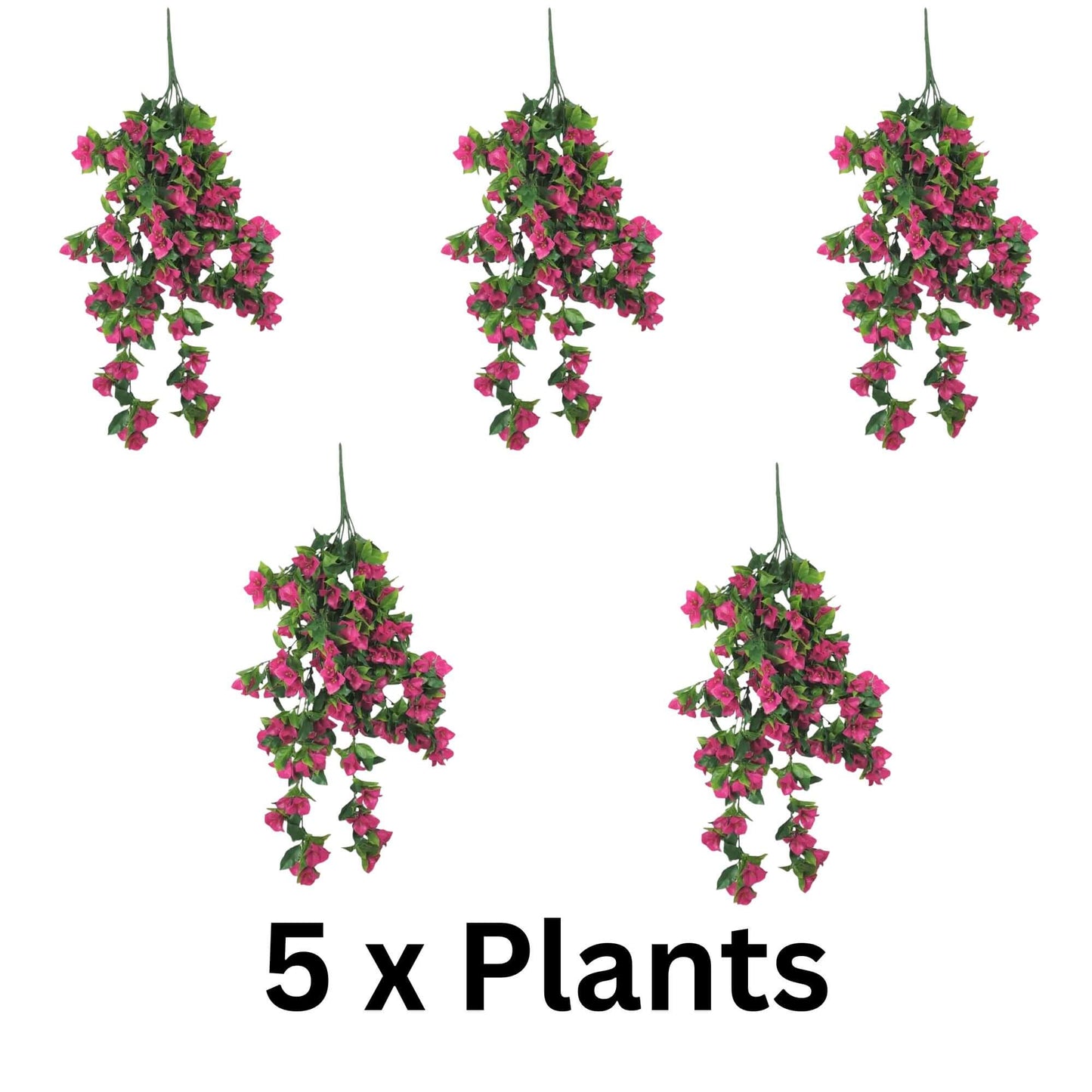Pink Bougainvillea Artificial Hanging Plant Set of 5 35in – UV Resistant