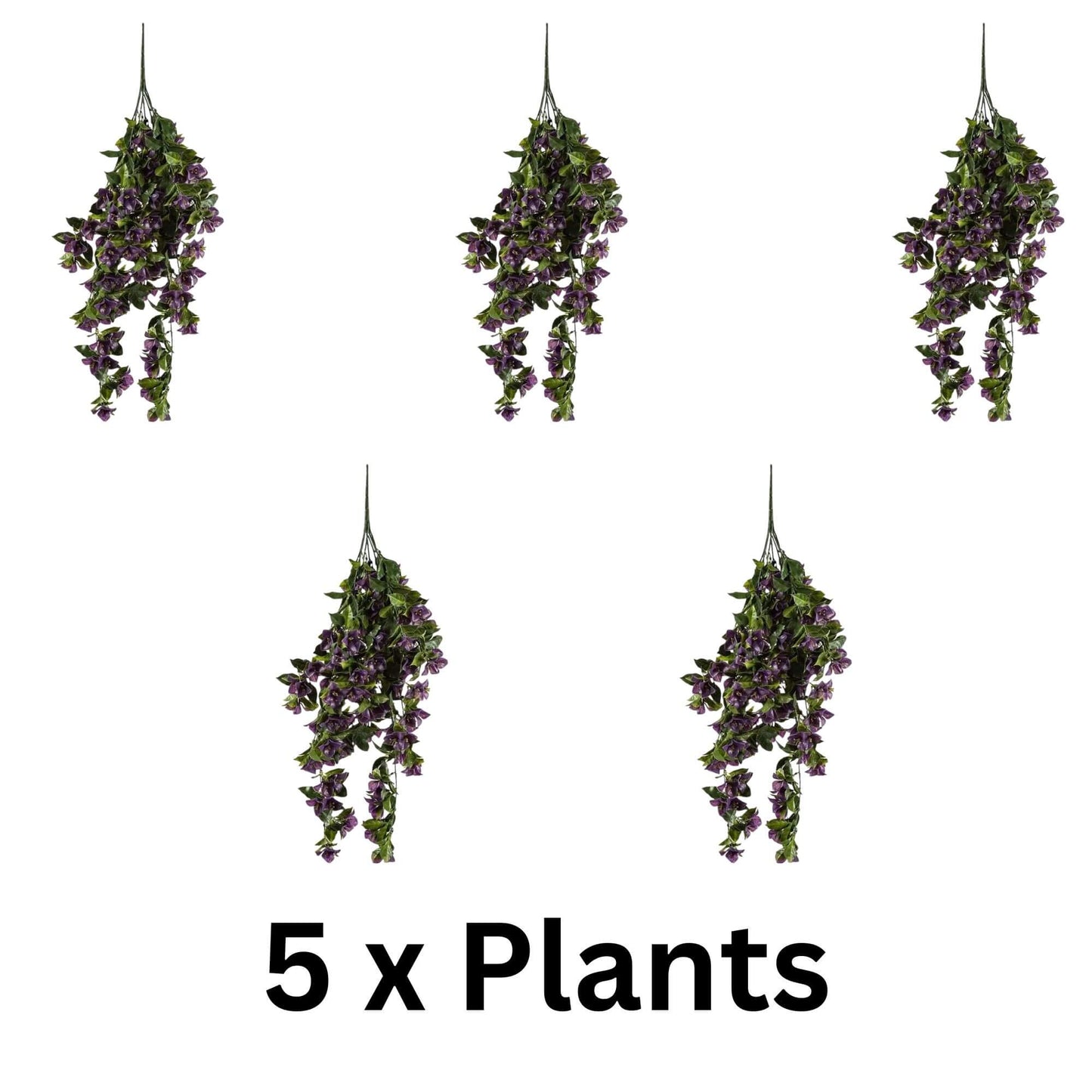 Purple Bougainvillea Artificial Hanging Plant Set of 5 35in – UV Resistant