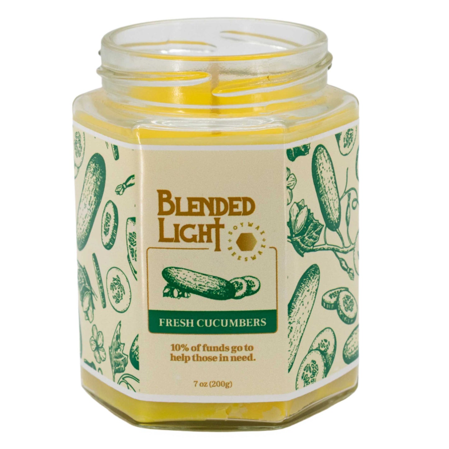 Fresh Cucumber Scented Candle | Mutliple Sizes | Blended Light