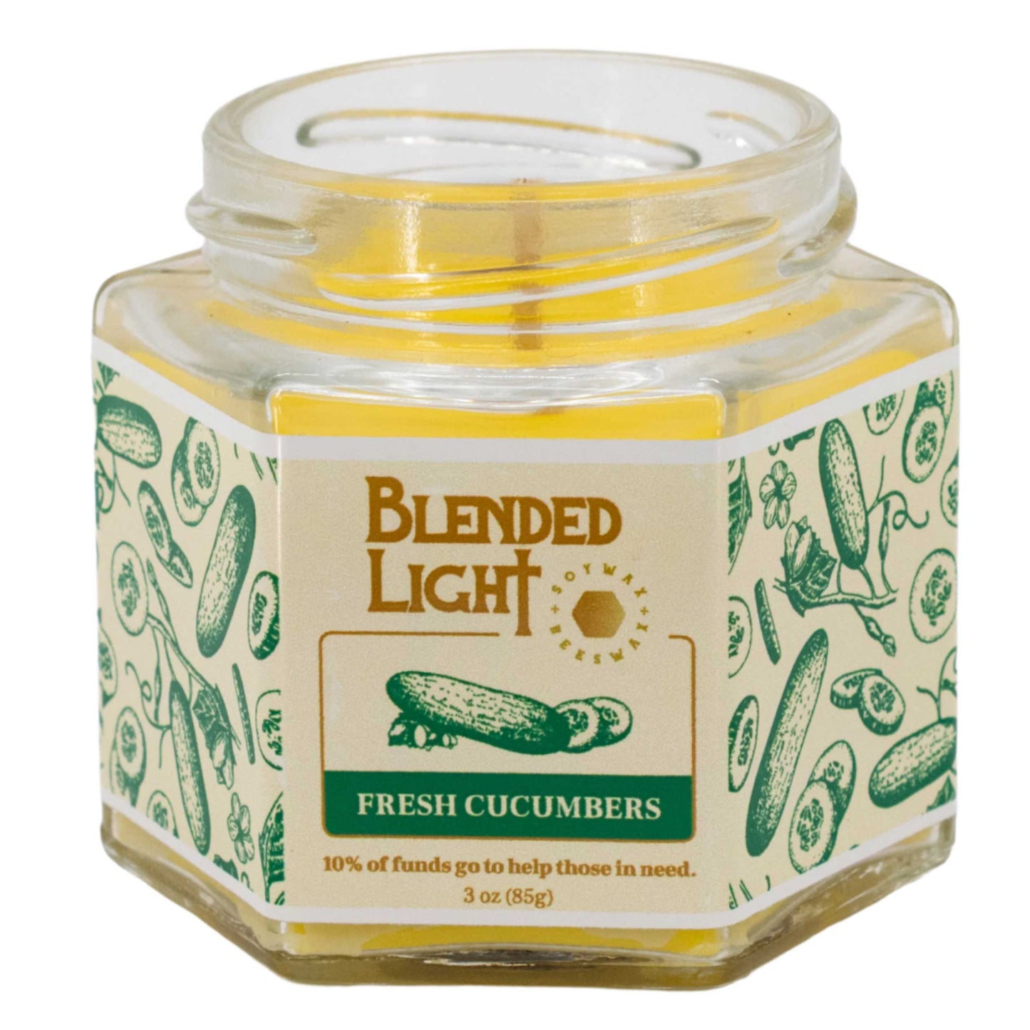 Fresh Cucumber Scented Candle | Mutliple Sizes | Blended Light