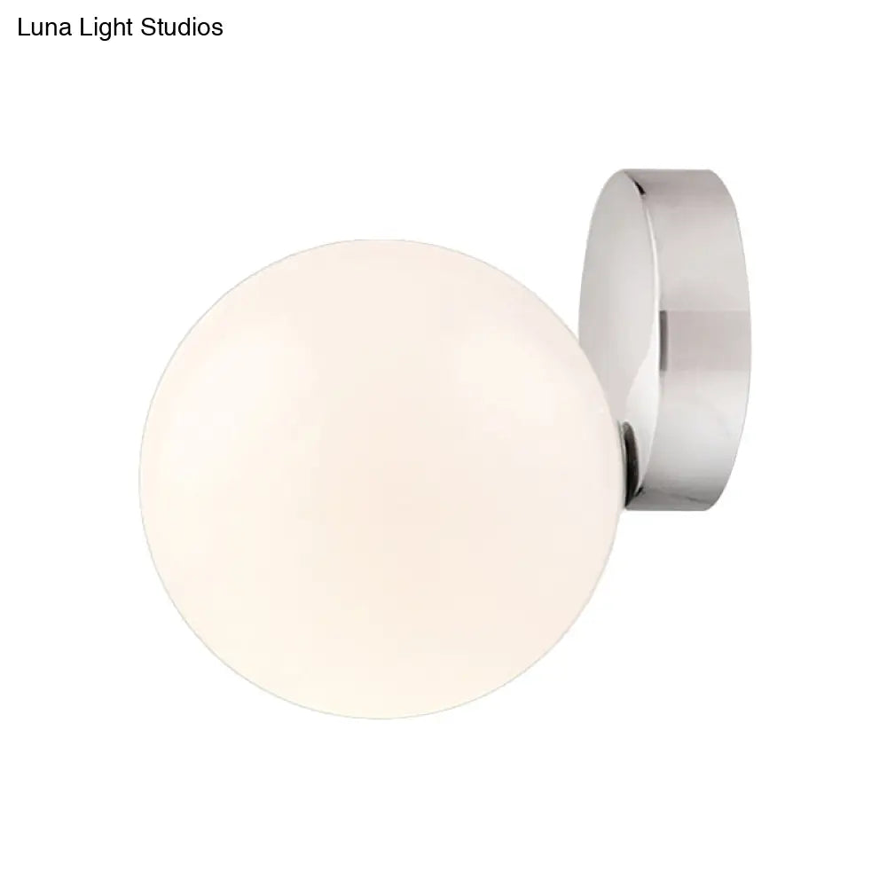 DecorBites™ 6"/8" Round Ball Wall Sconce Modern Style Milk Glass Living Room Light, Wall Mounted Lamp with Silver Finish