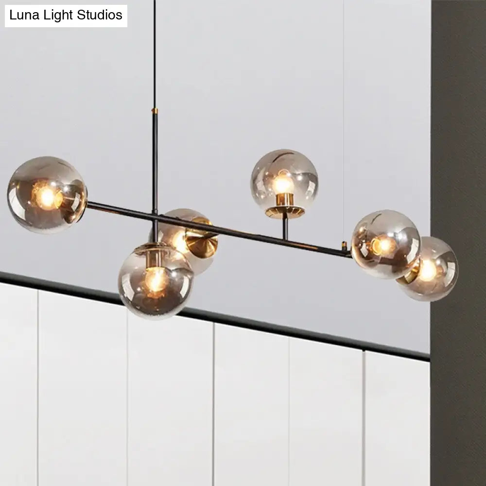 DecorBites™ 6-Light Industrial Island Pendant with Amber/Milky White/Blue Gradient Glass Shades & Adjustable Cord