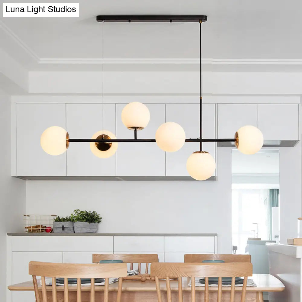 DecorBites™ 6-Light Industrial Island Pendant with Amber/Milky White/Blue Gradient Glass Shades & Adjustable Cord