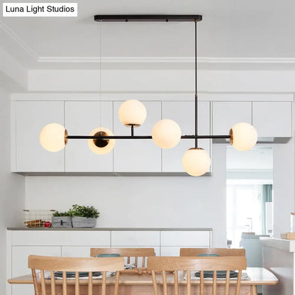 DecorBites™ 6-Light Industrial Island Pendant with Amber/Milky White/Blue Gradient Glass Shades & Adjustable Cord