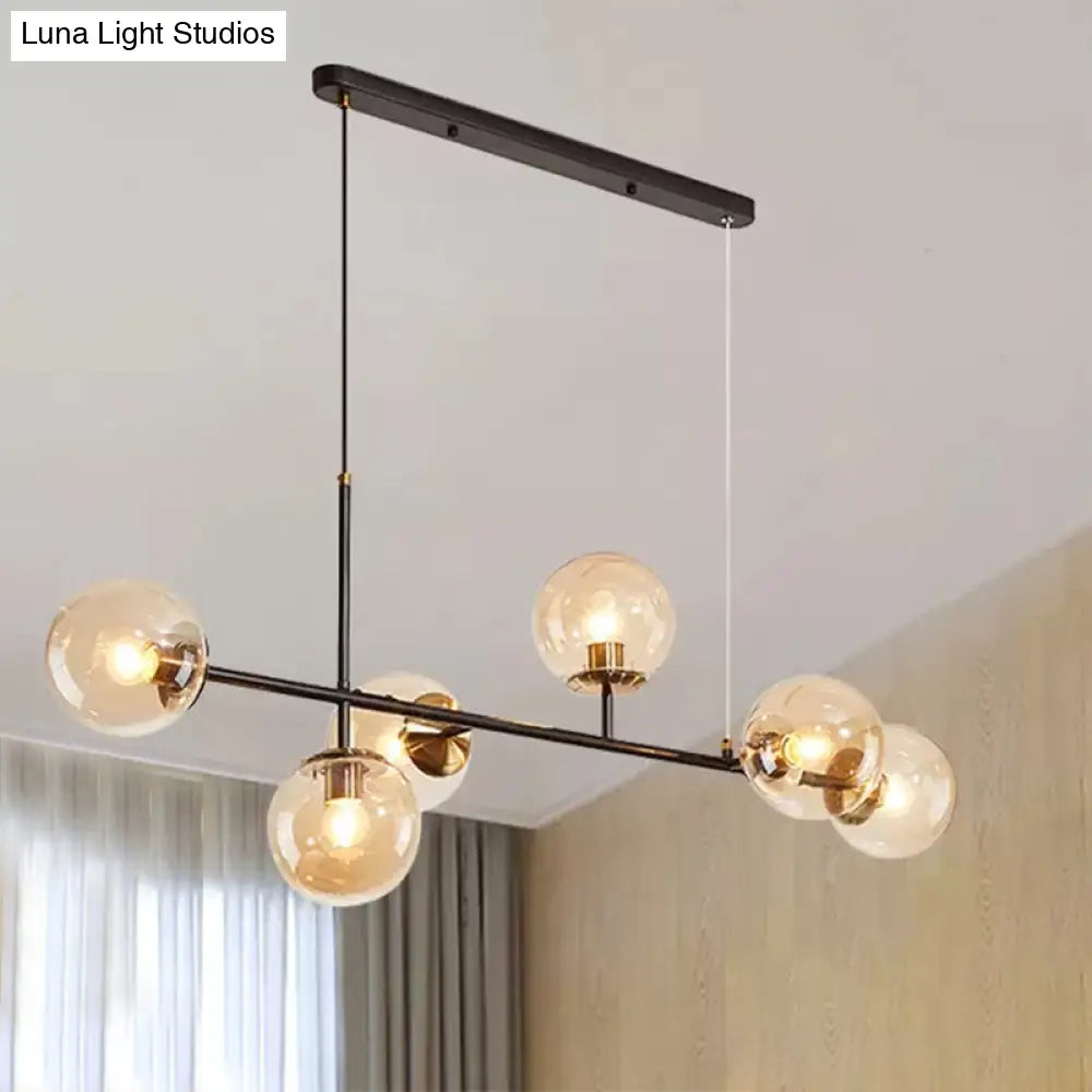 DecorBites™ 6-Light Industrial Island Pendant with Amber/Milky White/Blue Gradient Glass Shades & Adjustable Cord