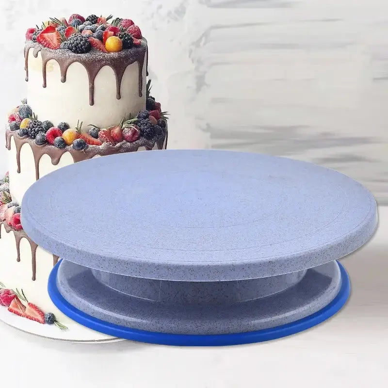 6-piece blue & multicolored cake decorating turntable set kitchen stand