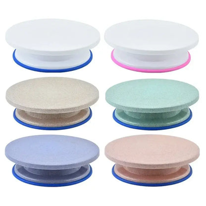6-piece blue & multicolored cake decorating turntable set kitchen stand