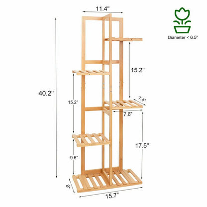 DecorBites™ 6-Tier Bamboo Plant Stand for Indoor/Outdoor Display