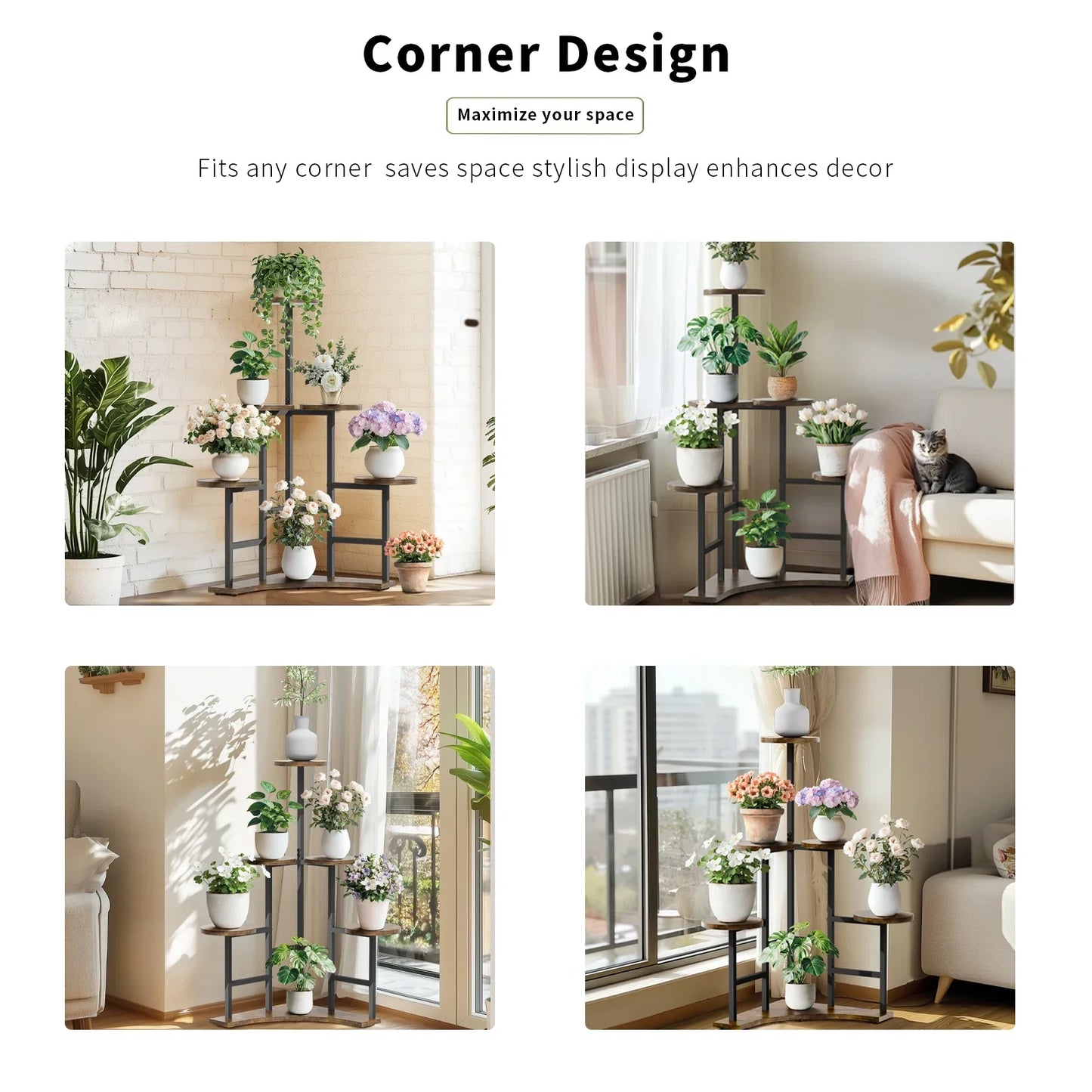 DecorBites™ 6-tier Corner Plant Stand - Space-saving Display Shelf