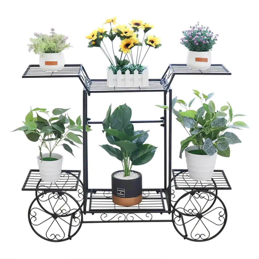 Ornate black metal plant stand – living room wrought iron tiers